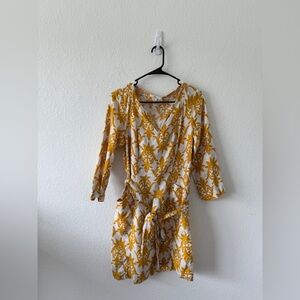 Floral Yellow and White Dress Linen